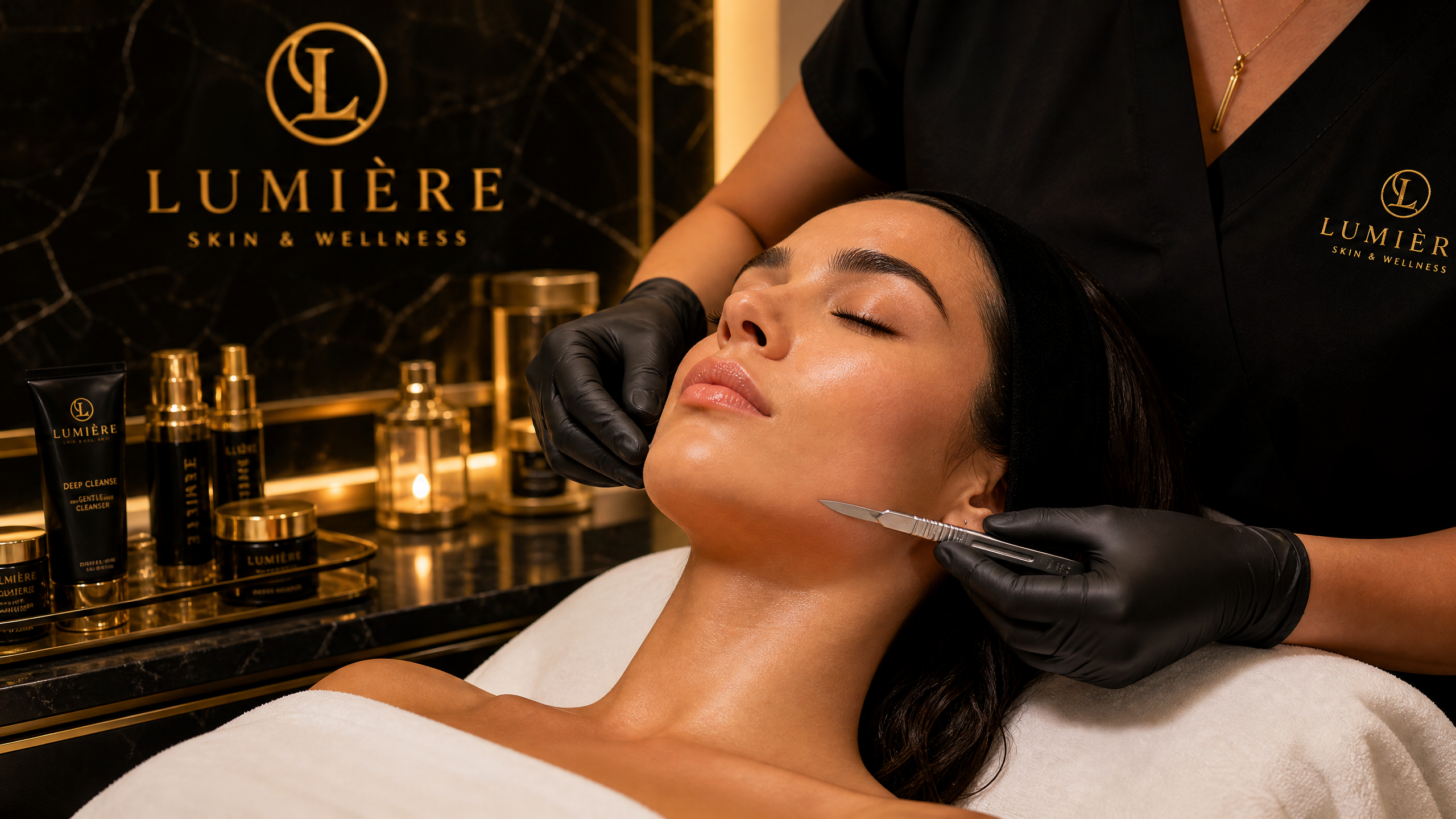 Dermaplaning facial treatment at Salon 574 & Spa in Warsaw, Indiana — smooth glowing skin after professional exfoliation