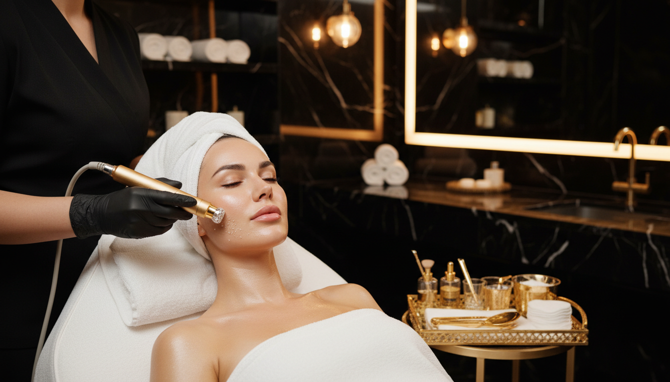 Luxury spa facial treatment at Salon 574 & Spa in Warsaw, Indiana — Hydra Diamond Facial with glowing skin results